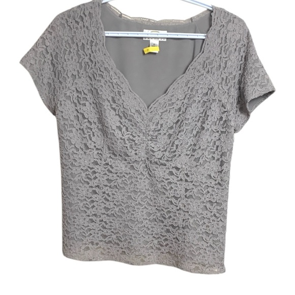 Talbots Tops - Talbots Petite, Vintage, Lacy, Light Grey, Lined Formal Wear Top